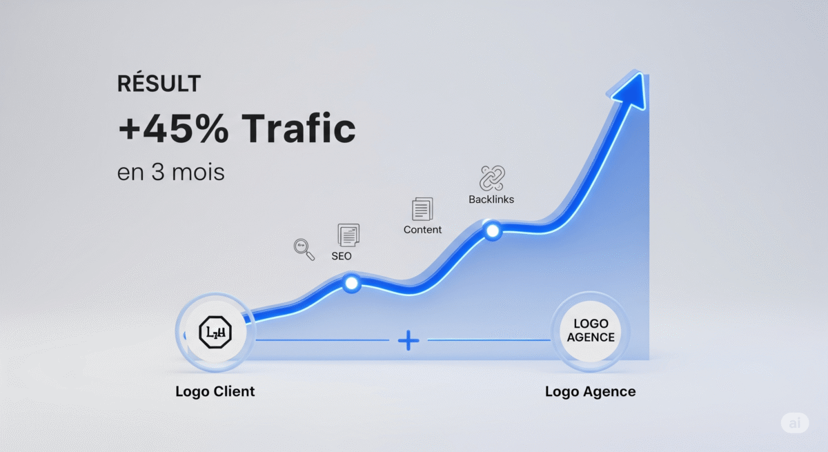 SEO WiseWand montrant une augmentation de 45% du trafic organique